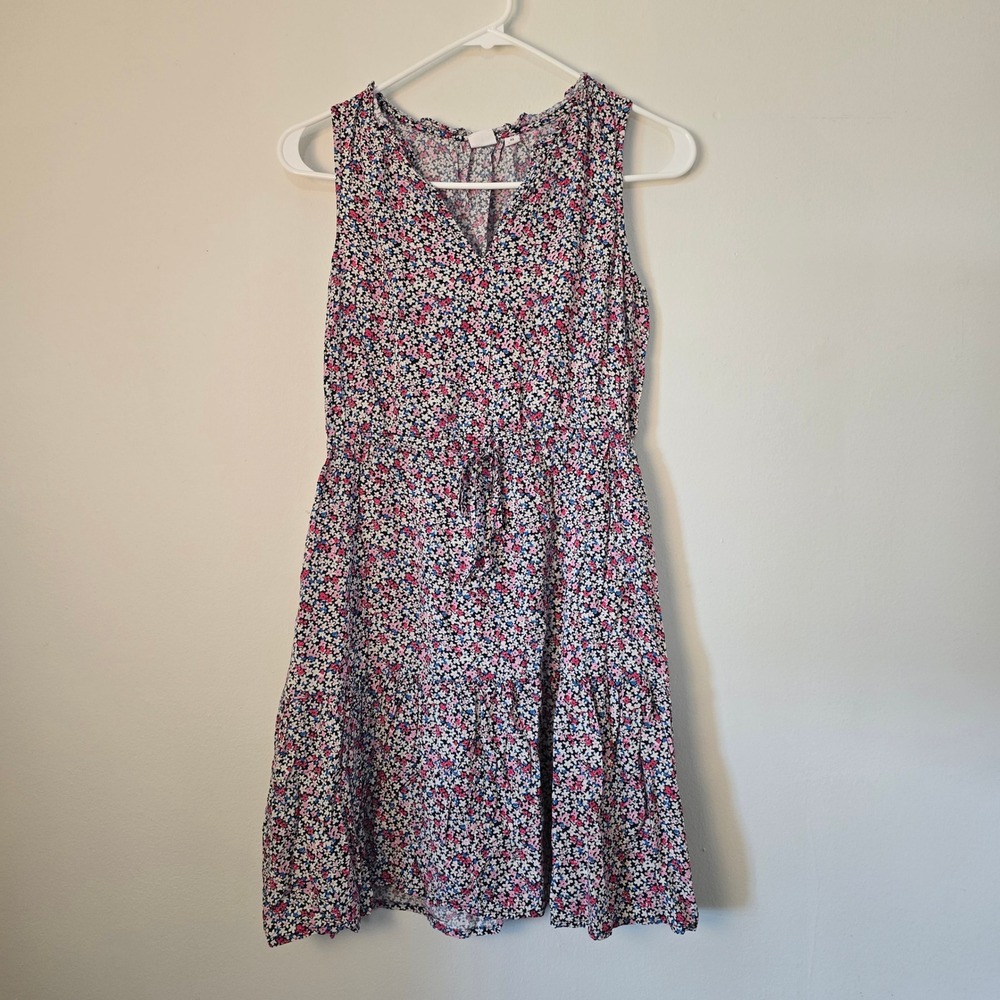 GAP Dress Splitneck Mini Womens Extra Small Floral Tie Waist